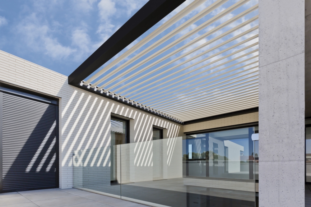 Pergola installed in modern minimalist housing
